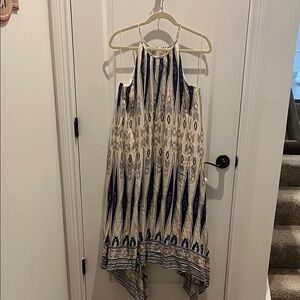 Asymmetrical Navy and Cream Dress